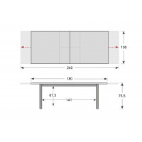 LIVORNO - záhradný rozkladací stôl 180/240 x 100 x 75,5 cm